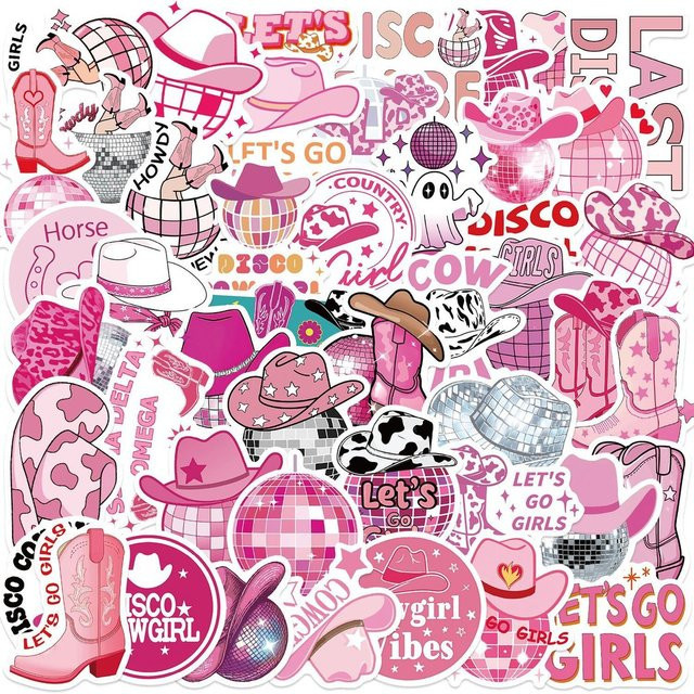 50 Stück Cartoon Disco Cowgirl Graffiti Aufkleber wasserdicht in Multicolor von BulingBulingStickers Store für DIY Deko auf Gitarre, Notebook und Gepäck - Bild 1