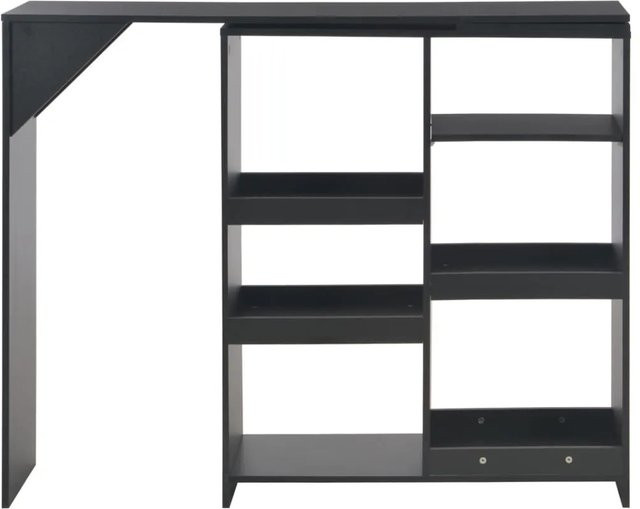 vidaXL Bartisch mit beweglichem Regal in Schwarz, B/T/H: 138 x 39 x 110 cm - Bild 1