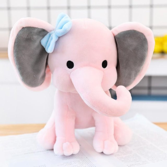 Yiran toy Elefant Puppe, Plüschtier, Rosa Grau, ab 14 Jahren - Bild 1