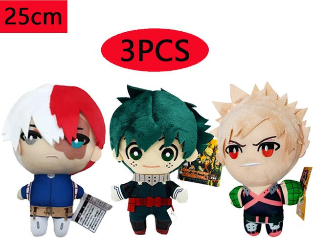 Bandai MHA Plüschpuppe, Shoto Todoroki, Izuku Midoriya, Katsuki Bakugo, 25 cm - Bild 1