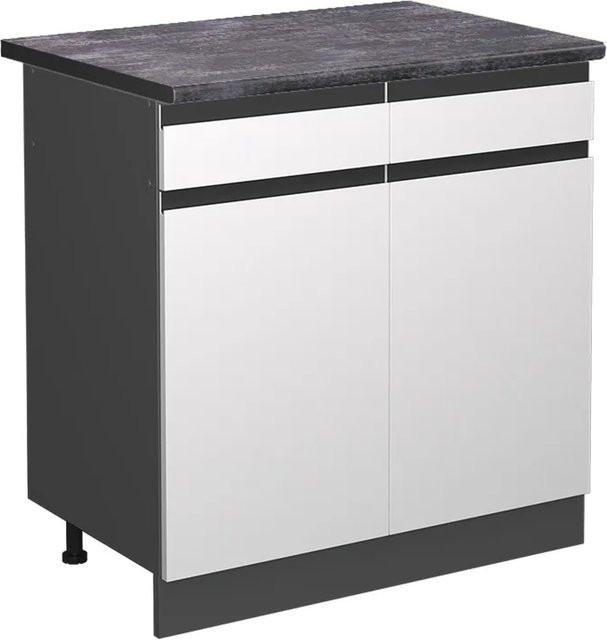 Vicco R-Line Küchenunterschrank mit Schubladen in Weiß und Anthrazit, B: 80 cm, H: 81,6 cm, T: 60 cm - Bild 1