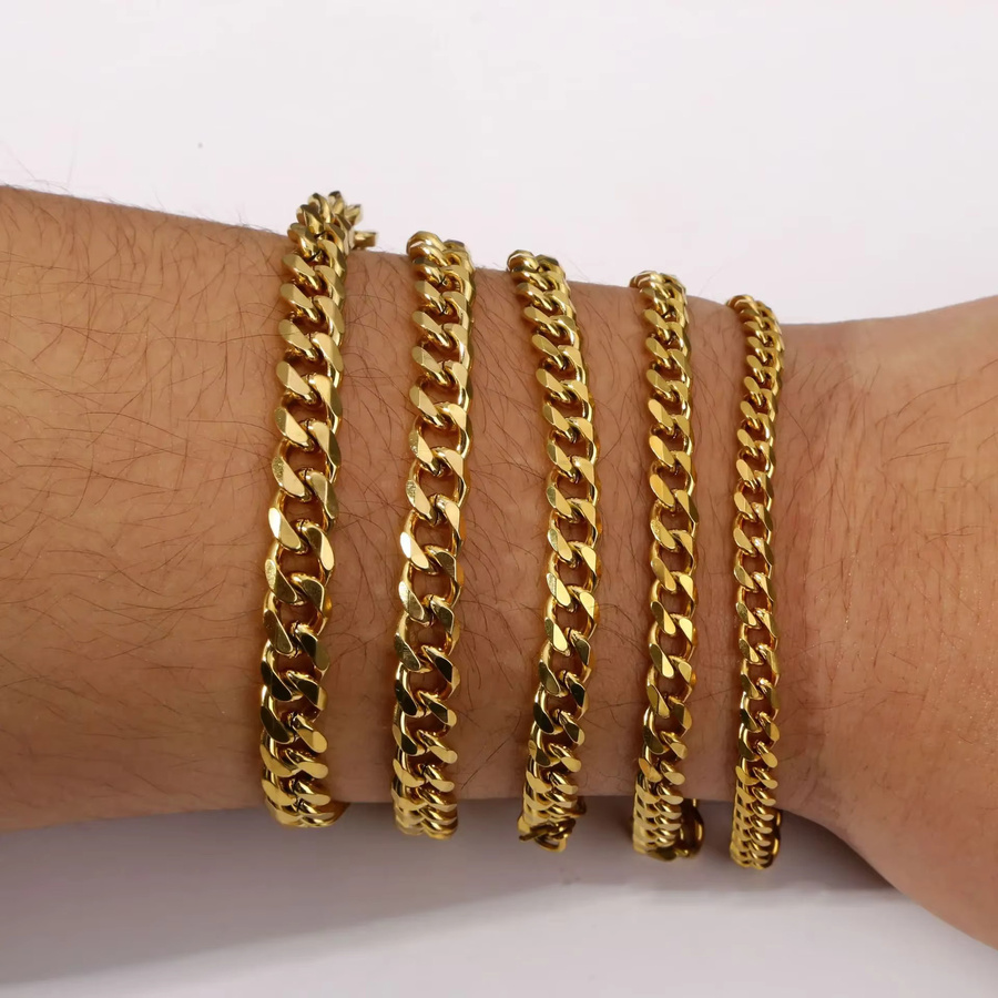 DAIPAN Armband Edelstahl, Miami Panzerkette, Unisex - Bild 1