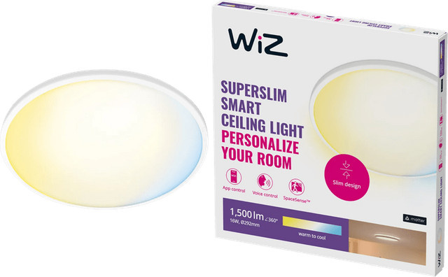 WiZ LED-Deckenleuchte SuperSlim Tunable White, 16W, Weiß, Durchmesser: 29,2 cm - Bild 1