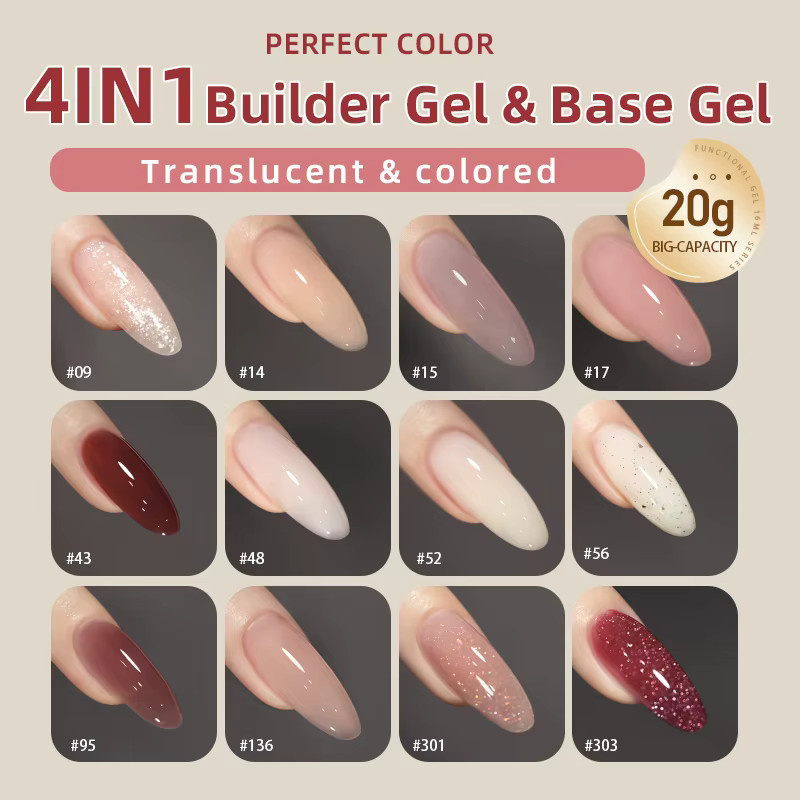 Milky Nude Rubber Base Gel Polish, transparentes rosa Aufbaugel, 20g - Bild 2