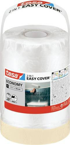 tesa Easy Cover Economy Refill M Abdeckfolie mit Klebeband, transparent, Breite: 55 cm, Länge: 33 m - Bild 1