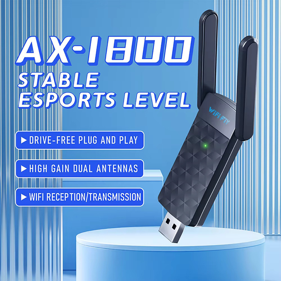 WIFI FIY WiFi 6 USB-Adapter Dual-Band 5G/2,4 GHz mit High Gain-Antenne, USB 3.0 Netzwerkkarte in Schwarz für Windows 10 11 - Bild 2