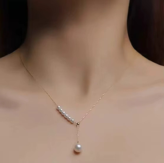 Kettenhalskette 18k Gold, Süßwasserperlen, Unisex - Bild 2