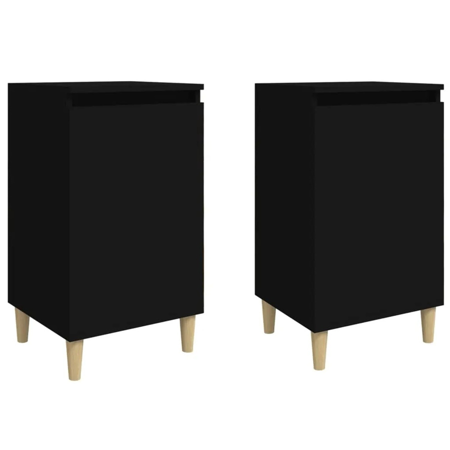 Set aus 2 vidaXL Nachttischen in Schwarz, klassisches Design aus Holzwerkstoff und Eukalyptus, B/T/H: 40 x 35 x 70 cm - Bild 2