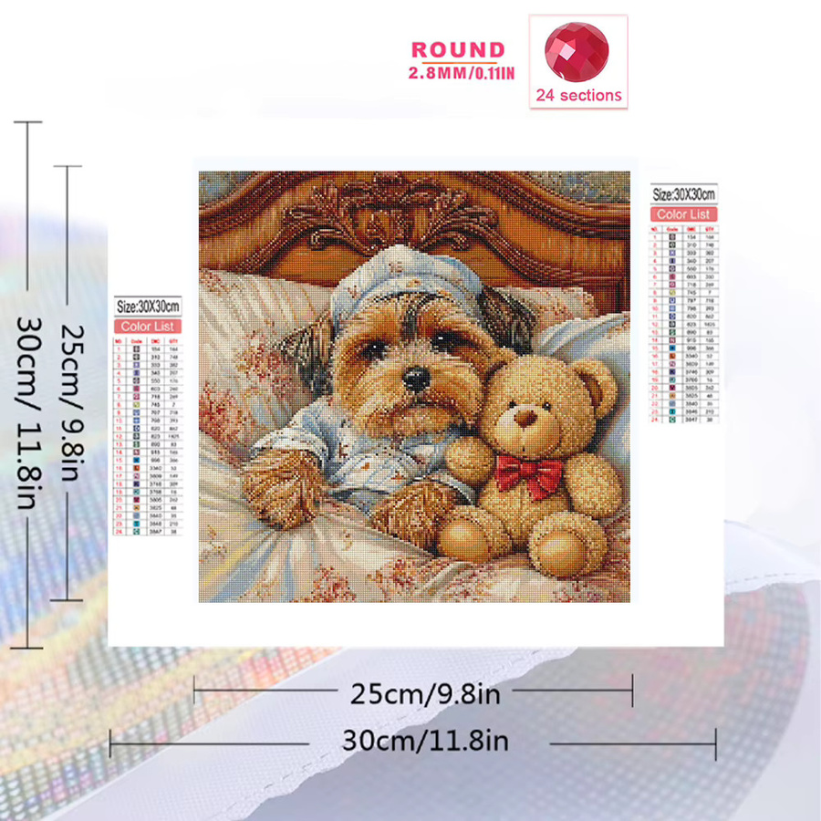EverShine DIY Diamant-Gemälde Hund und Bär als 5D Strass-Bild mit quadratischem Mosaik in Multicolour, Breite: 20 cm, Höhe: 20 cm - Bild 2