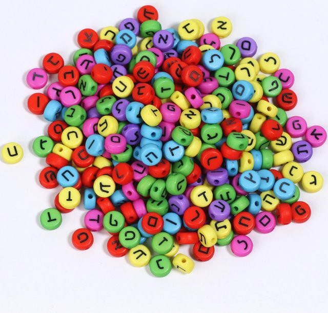 Laudsong Alphabet-Abstandsperlen, Acryl, 7mm, Hebräische Buchstaben, 100 Stück - Bild 1