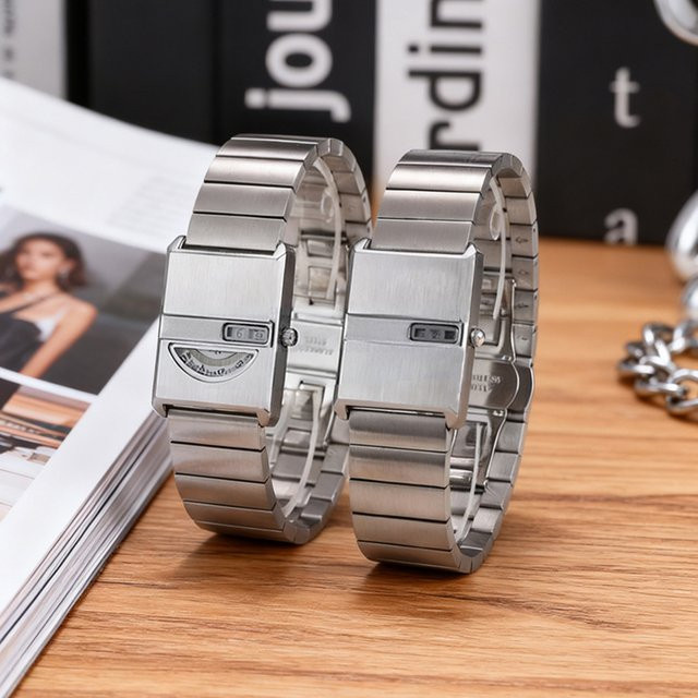 PINTIME Armbanduhr, Quarz, Edelstahl, Silber, Eckig, Unisex - Bild 1
