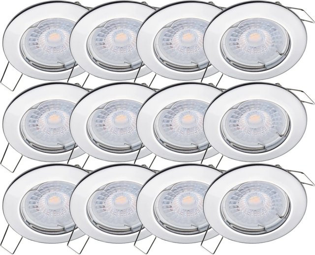 Oktaplex 12er Set Sedan LED Einbaustrahler in Chromoptik, 3-stufig dimmbar, Warmweiß 2700K, 380lm, 4,8W - Bild 1