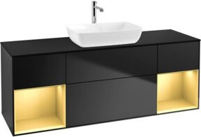 V&B Waschtischunterschrank Finion mit Wandbeleuchtung, Breite: 160 cm, Tiefe: 50,1 cm, Höhe: 50,1 cm, lackiert in Blau Matt Lacquered - Bild 1