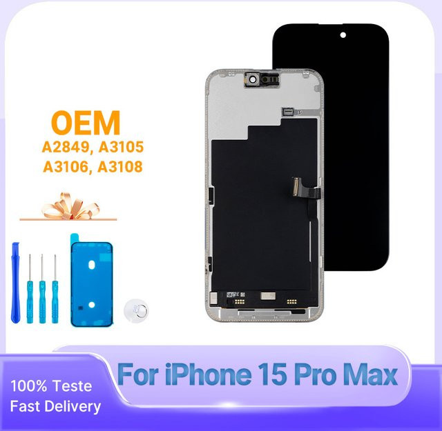 BYFLCD AMOLED Display Ersatz für iPhone 15 Pro Max mit Touch Screen Digitizer Montage in Schwarz - Bild 1