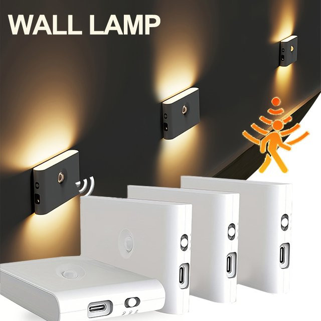 KDULIT LED-Nachtlicht mit Bewegungssensor und kabellosem Ladegerät, weiße Wandlampe für Schlafzimmer, Flur und Badezimmer, warmweiß - Bild 1