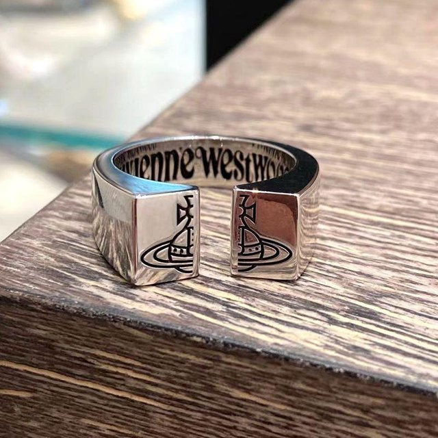 Ring Saturn Logo graviert, Vintage, Silber, Kupfer, Unisex - Bild 1