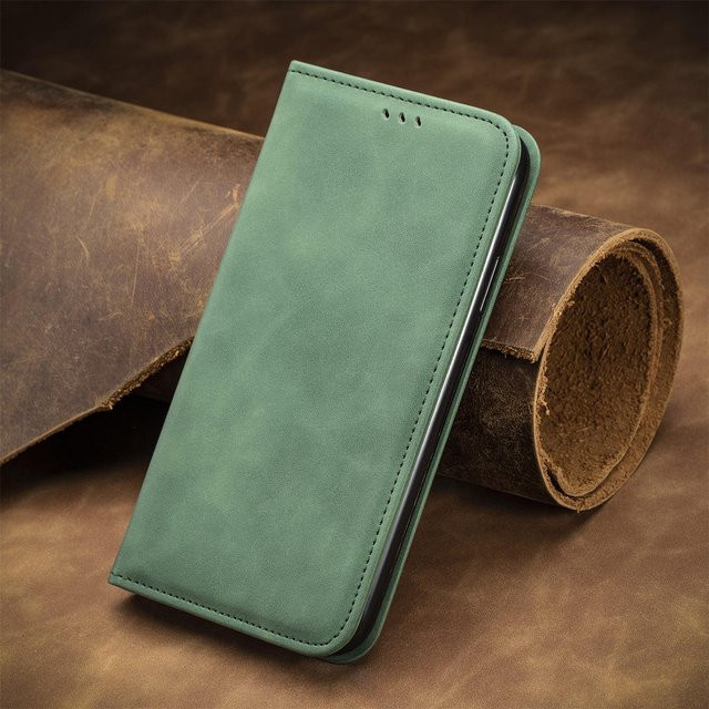 Retro Klapphandyhülle aus PU-Leder für Samsung Galaxy S25 S24 S23 S22 S21 FE Plus Ultra in Grün - Bild 1