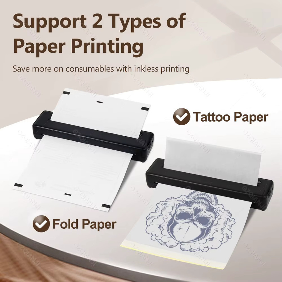GZQIANJI A4 Mini Thermo-Drucker Schwarz – Tragbarer Bluetooth PDF-Drucker für Home Office inklusive 50 Thermopapier - Bild 2