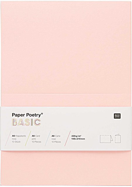 Rico Design Paper Poetry Klappkarten Basic A6, 10 Stück, Rosa - Bild 1