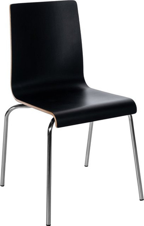 CLP Stapelstuhl Gahanna aus Formholz mit HPL-Laminat und verchromtem Stahlgestell in Silber, belastbar bis 150 kg