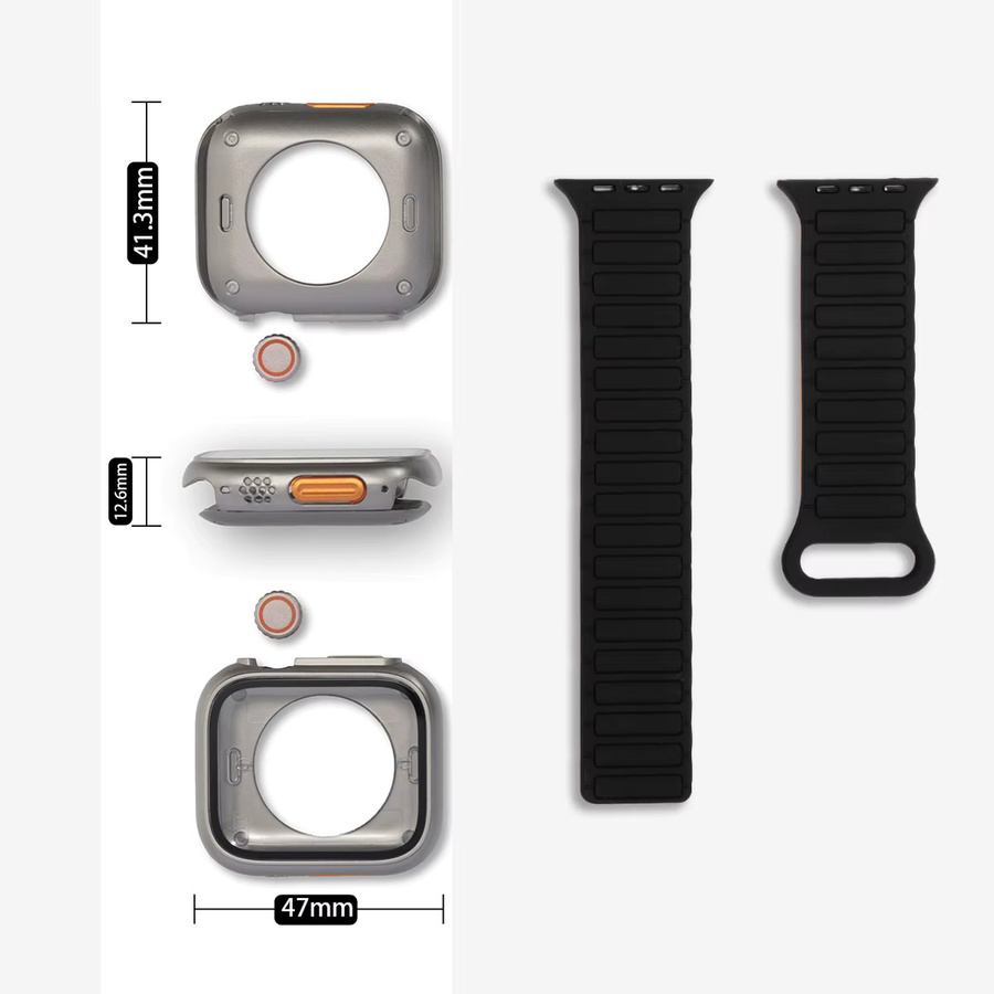 OAKCHARM Magnetarmband mit vollständiger Abdeckung für Apple Watch Serie 11 10 9 8 7 6 SE in Schwarz - Bild 3