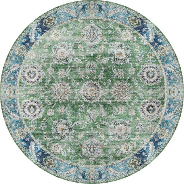 VIKAMA Retro-Teppich im türkischen Ethno-Stil als runder Bodenmatte für Wohnzimmer und Schlafzimmer - Bild 1