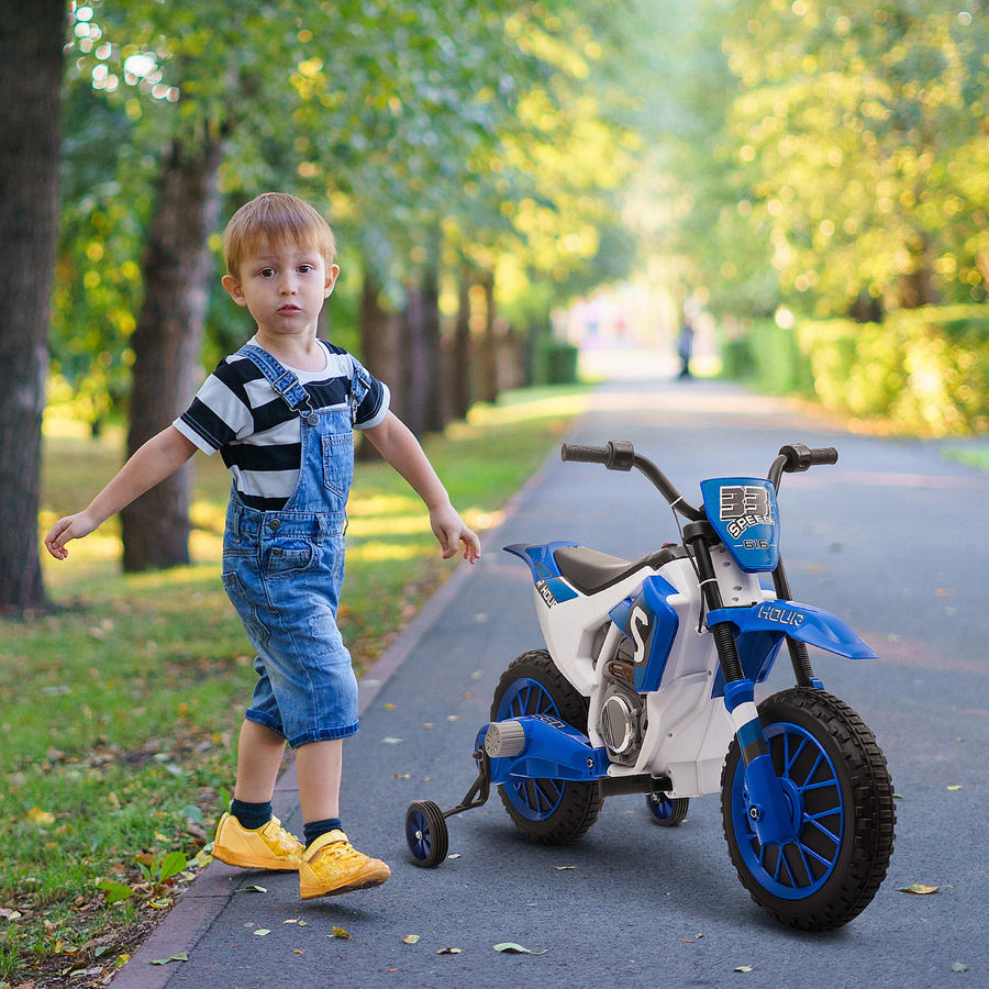 HOMCOM Kinder Elektro-Motorrad 12V, Blau-Weiß, ab 3 Jahre - Bild 2