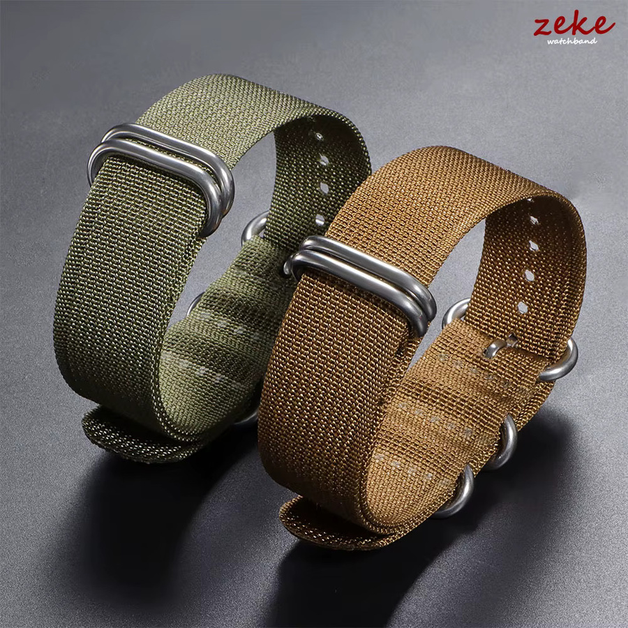 crazyband Uhrenarmband Nylon, Textil/NATO, Armeegrün, Schwarz - Bild 3
