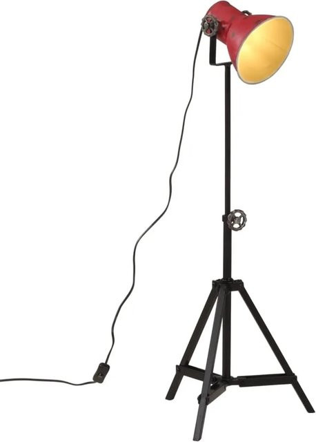 vidaXL Stehleuchte aus Metall im Industrial Design, Farbe Rot, E27, höhenverstellbar, B/T/H: 35 x 35 x 65-95 cm - Bild 1