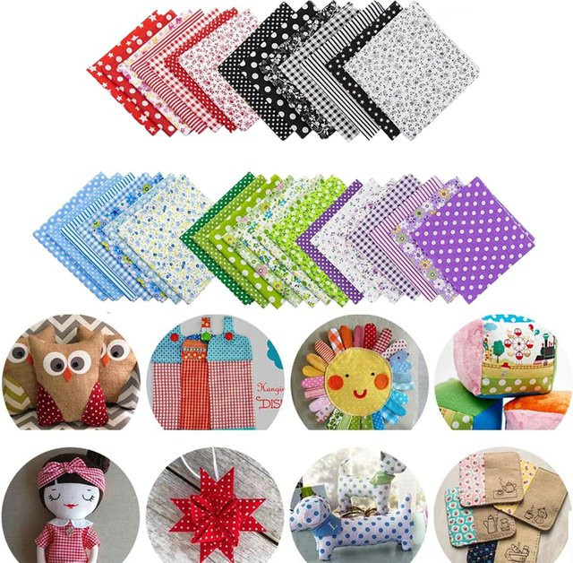 7-teiliges Set Baumwoll-Bastelstoffe mit Punktmuster in Schwarz und Multicolour, Patchwork-Stoffe zum Nähen und Scrapbooking, B/B: 25 x 25 cm - Bild 1