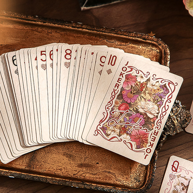 Mr. Paper Secret Garden Spielkarten Set mit 55 Stück im Vintage Blumenmuster und literarischem Stil, Mehrfarbig - Bild 1