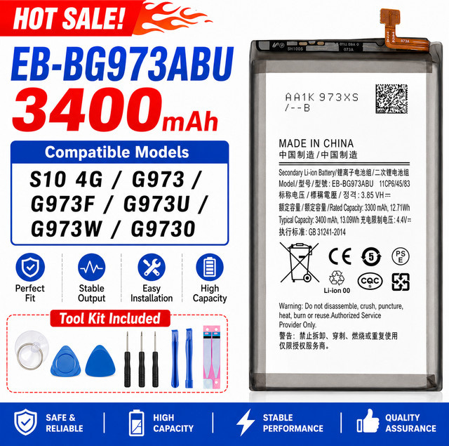 Samsung Galaxy S10 Akku EB-BG973ABU mit Werkzeugset in Schwarz - Bild 1