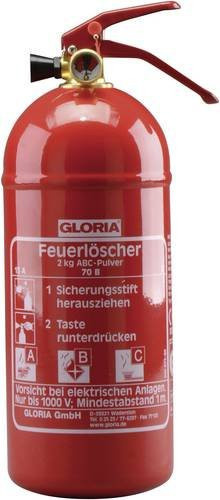 Gloria PD2GAM Pulverfeuerlöscher mit Manometer, Farbe: Rot, Inhalt: 2 kg, Brandklassen: A, B, C - Bild 1