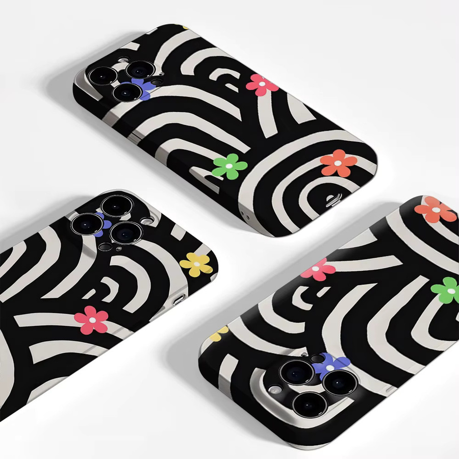 Flower Line Maze Handyhülle für iPhone 17 16 15 14 13 12 11 Pro Max Plus mit doppelschichtiger Rückseite in Multicolour - Bild 4