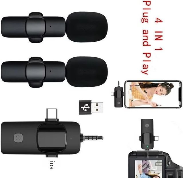 Basix Mini-Funkmikrofon Schwarz – Kabelloses Lavalier-Mikrofon mit Geräuschunterdrückung für iPhone und Android zur Nutzung bei Interviews und Vlogs - Bild 1