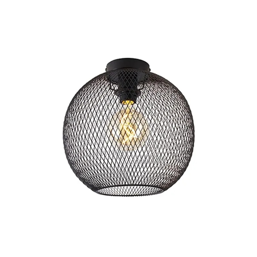 QAZQA Moderne Deckenleuchte Mesh Ball in Schwarz aus Metall mit E27 Fassung, Durchmesser: 30 cm - Bild 2