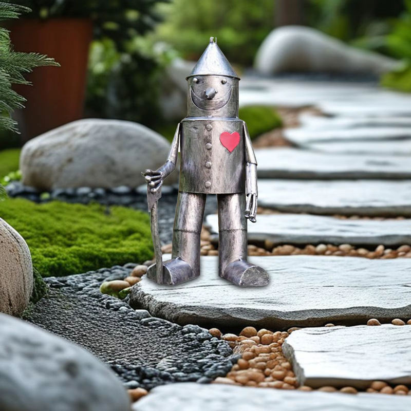 Homyl Gartenstatue Mensch als stehende Skulptur aus Kunstharz und Metall in Silber - Bild 3