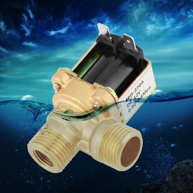 Elektrisches Magnetventil aus Messing in Gold, DC 12V DN15 G1/2, normalerweise geschlossen Wassereinlassschalter mit Filter - Bild 1
