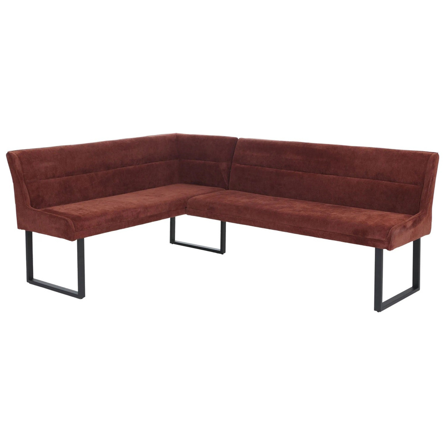 MCW Eckbank O81 Esszimmerbank aus Metall und Öko-Tex Chenille Stoff in Rot, B/T/H: 159 x 210 cm - Bild 2
