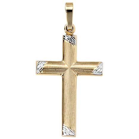 Colfem Anhänger Kreuz, 333 Gelbgold, bicolor, mattiert, Unisex - Bild 1