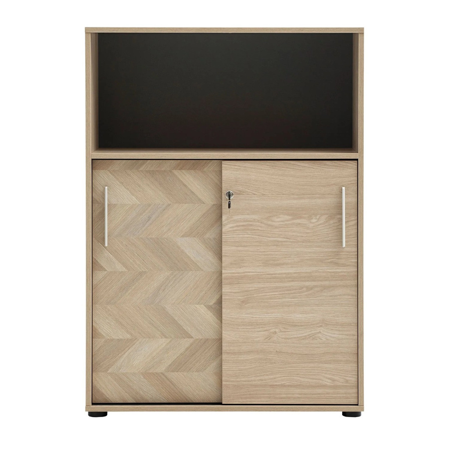Schildmeyer Highboard Arezzo mit Schiebetüren in Eiche Fischgräte, B/T/H: 113,4 x 38,2 x 80,1 cm - Bild 2