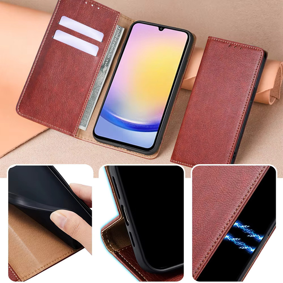 Samsung Galaxy M15 M34 M54 F15 5G Business Magnet Leder Brieftasche Handyhülle in Pink mit Kartenfach im Buchstil - Bild 2