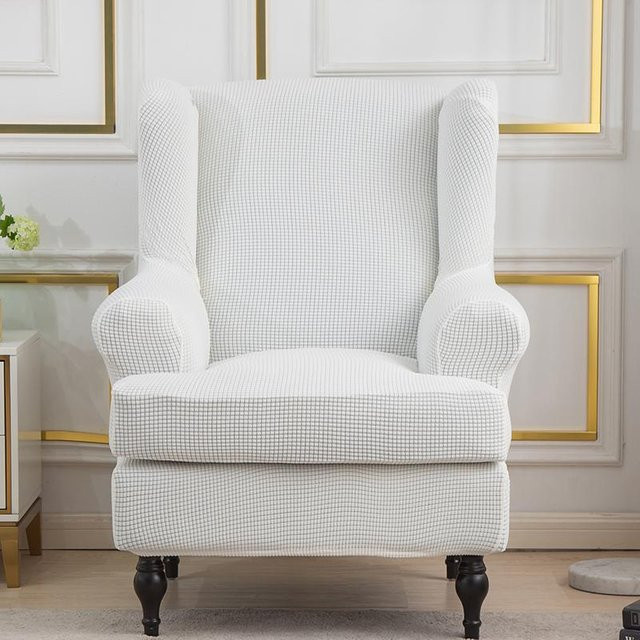 YZFZP Elastische Sesselbezug für Wingback-Sessel mit Grafikdesign, Waschbar, Beige/Braun/Rot/Weiß - Bild 1