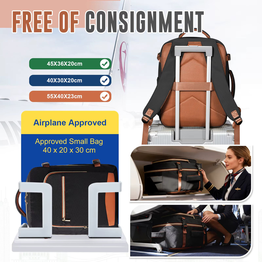 Fewchor Vakuumrucksack als komprimierte Aufbewahrungstasche für Kleidung, Handgepäck-Laptop-Rucksack für Ryanair-Reisen, B/H/T: 40 x 30 x 30 cm - Bild 5
