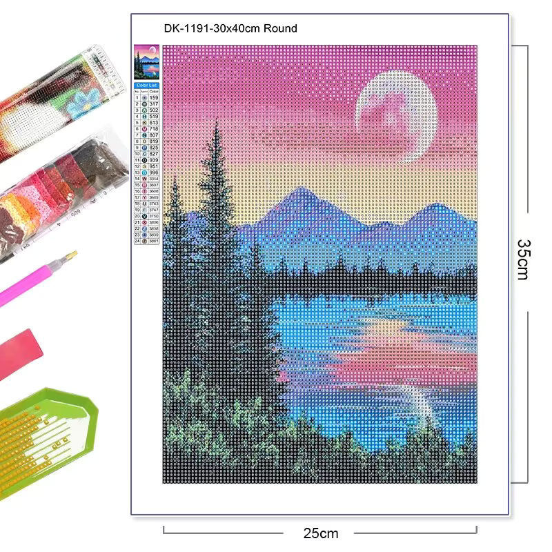 QIZITENG 5D DIY Diamantmalerei Set Sternenhimmel Landschaft Mosaik Kunst Wanddeko Mehrfarbig - Bild 4