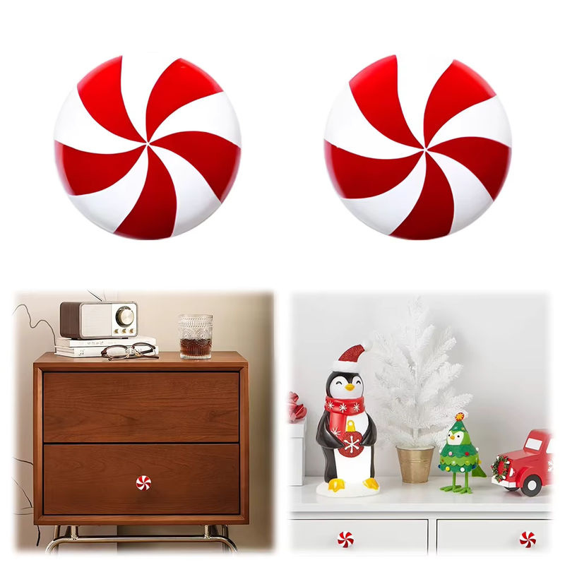2 Stück APWIKOGER Weihnachts Türknauf Abdeckungen aus Keramik in Rot mit gestreiftem Design für Schrank und Kommode - Bild 6
