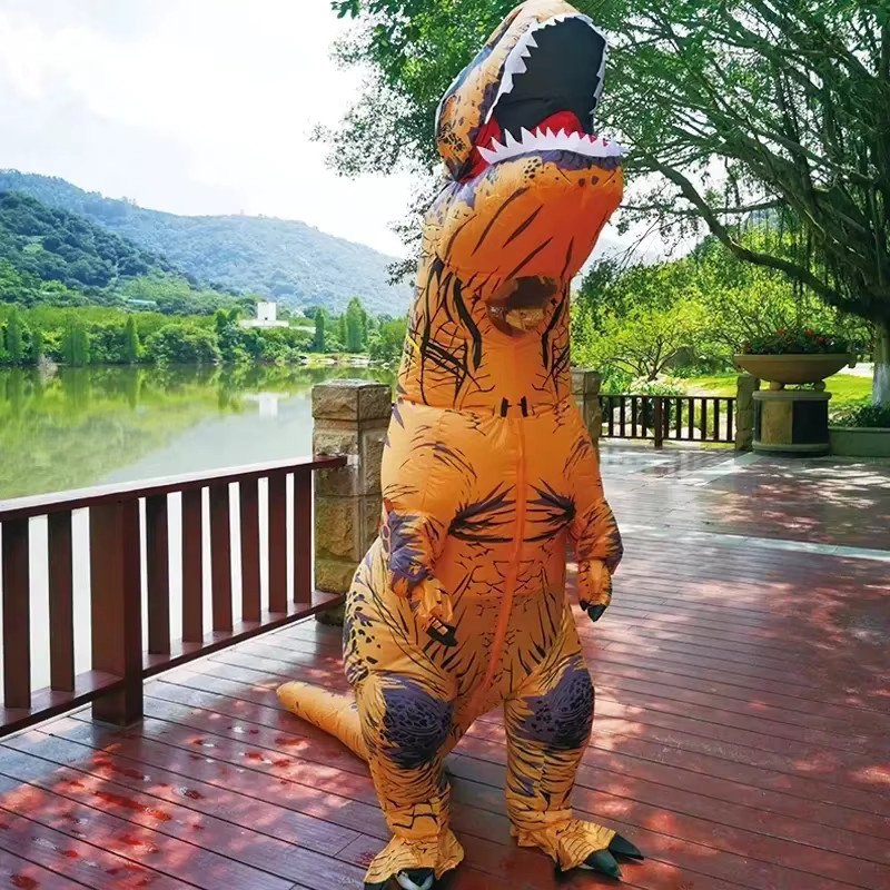 Aufblasbares Dinosaurier Kostüm, T-Rex, Kunststoff - Bild 5