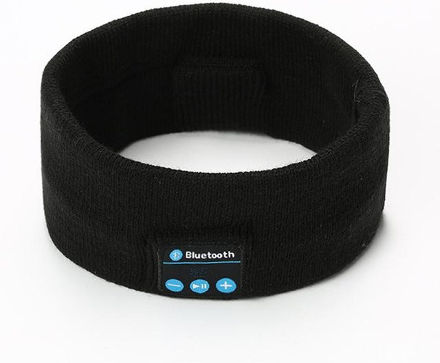 Junmaocun Bluetooth Schlaf Kopfhörer mit integrierter Augenmaske, elastisches Stirnband Headset für Sport und Musik, Schwarz - Bild 1