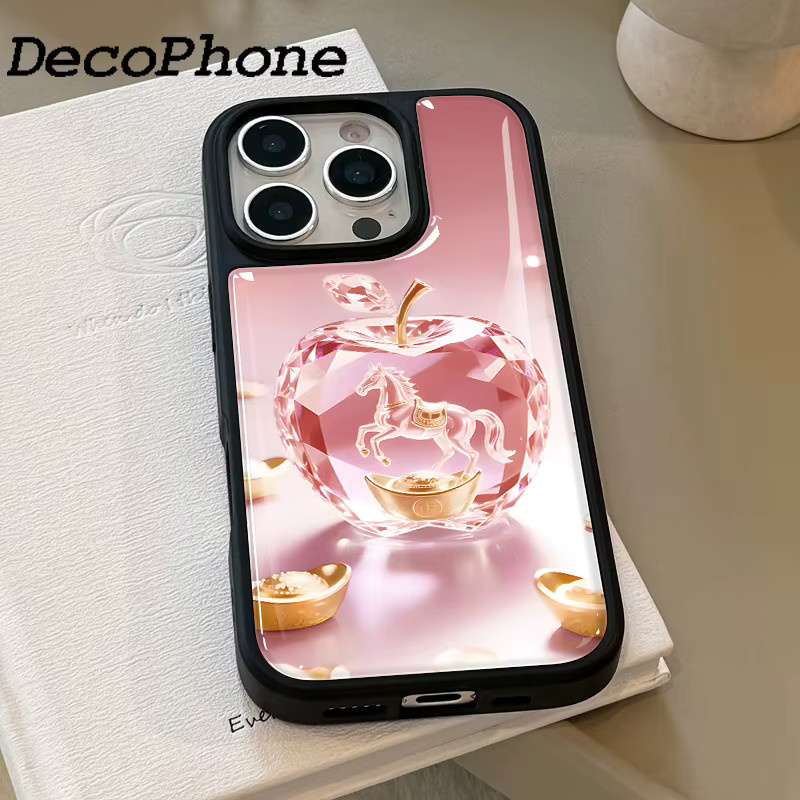 DecoPhone Sturzsichere Handyhülle mit Rosa Pferd und Kristall-Epoxy für iPhone 11 bis iPhone 16 Pro Max - Bild 4