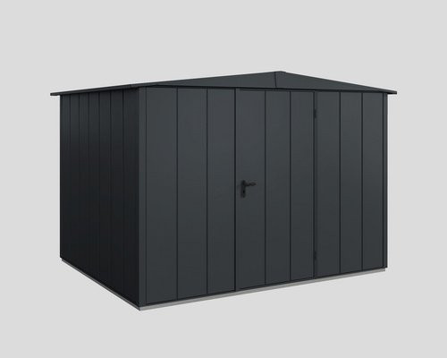Ecostar Gerätehaus Elegant-S aus Metall in Grau mit Einzeldoor und Giebeldach, B/H/T: 302,8 x 219,4 x 238 cm - Bild 1